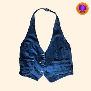 MNG jeans no sleeves vest adjustable blue size M medium